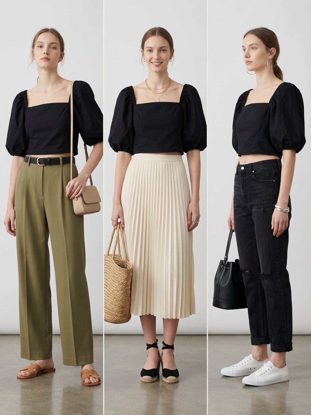 Jason Wu Short Puff Sleeve Square Neckline Elastic Back Bodice Women XL Crop Top